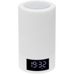 снимите защитную пленку с донышка.<br><br><ul class="list"><li>Bluetooth-колонка и FM-радио</li><li>Bluetooth 4.2</li><li>Мощность динамика: 5 Вт</li><li>Цифровые часы и будильник</li><li>Разноцветная подсветка (постоянная или переливающаяся)</li><li>Регулируемая яркость<br></li><li>Управление подсветкой прикосновениями к динамику</li><li>Функция таймера</li><li>Поддержка карт памяти microSD<br></li><li>Разъем 3