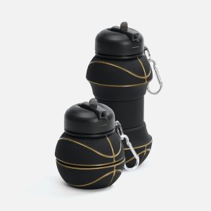 Складная бутылка для воды Basketball Flex, черная