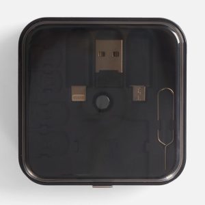 Набор для ухода за гаджетами со складным кабелем aceCase, черный