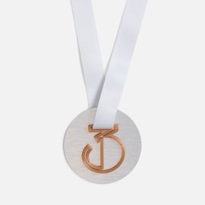 Медаль Fundo, серебристая с 3D-подвеской Symbol, цифра 3