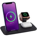 Беспроводная зарядная станция Smart Nest — новый подход к зарядке гаджетов. Вы сможете безопасно заряжать одновременно три устройства без провода и одно устройство через зарядный кабель. Cовместима со смартфонами на iOS или Android и часами (Apple Watch 2–6)