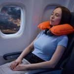 Надувная подушка под шею в чехле Sleep, оранжевая