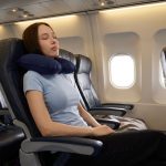 Надувная подушка под шею в чехле Sleep, темно-синяя