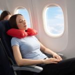 Надувная подушка под шею в чехле Sleep, красная