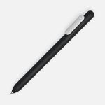 Ручка из пластика с покрытием софт-тач и белым глянцевым клипом.<br><br><ul class="list"><li>Механизм ручки: нажимной.</li><li>Корпус ручки разбирается