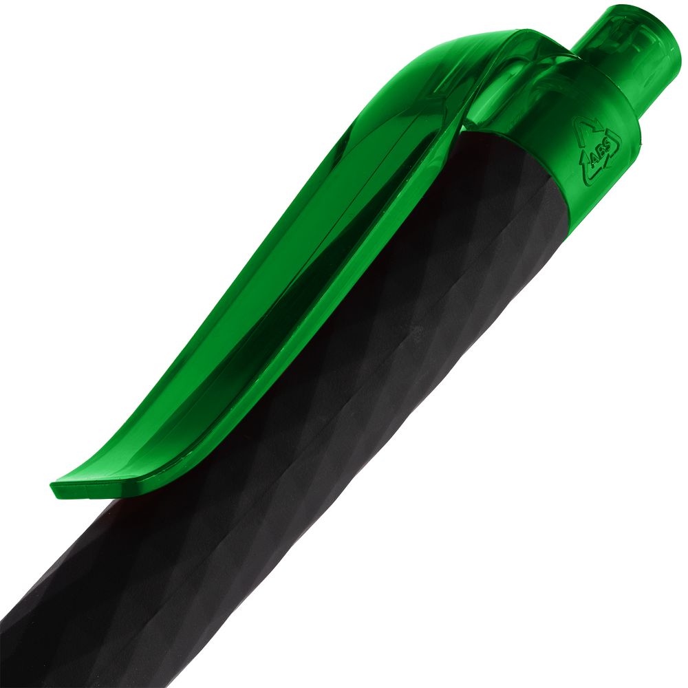 Ручка шариковая Prodir QS01 PRT-T Soft Touch, черная с зеленым