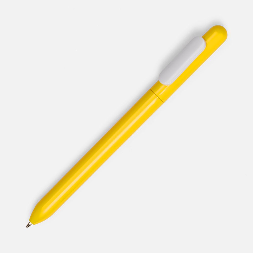 Ручка из глянцевого пластика с белым клипом.<br><br><ul class="list"><li>Механизм ручки: нажимной.</li><li>Корпус ручки разбирается